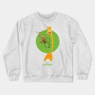 Illustration nursery for friends - giraffe and monkey Crewneck Sweatshirt